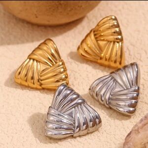 Elegant Gold and Silver Triangle Earrings